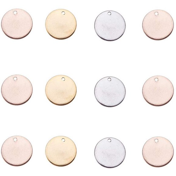Étiquette de Estampage en Acier Inoxydable 304 60 Pcs 3 Couleurs 15mm/0.6 Pouces Pendentifs Ronds Vierges pour Bracelet Collier Pendentif Bijou Fabrication Artisanale DIY