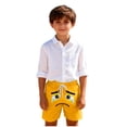 thumbnail image 6 of Avrnliq Kids Print Shorts Unisex, Crying Face Graphic Stretch Shorts for Boys Girls 5-12 Years, Elastic Drawstring Waist Quick Dry with Pockets, Yellow Purple Orange,Size 13 T, 6 of 6