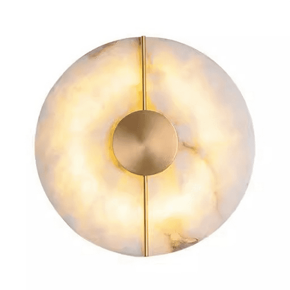 Modern Marble Wall Lamp Alabaster Moon Living Room Gold Copper Home Indoor Decoration LED Sconce Bedroom