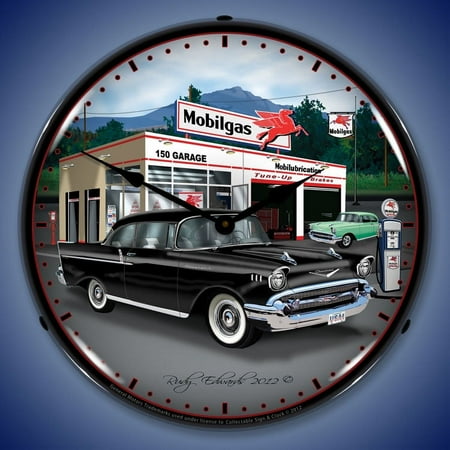 1957 Chevy Mobilgas Wall Clock, Lighted