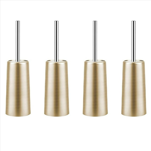4X Escobilla y Soporte para Inodoro de Acero Inoxidable - Juego de Escobillas Limpiadoras para Cuarto de BañO Inodoro (Dorado)