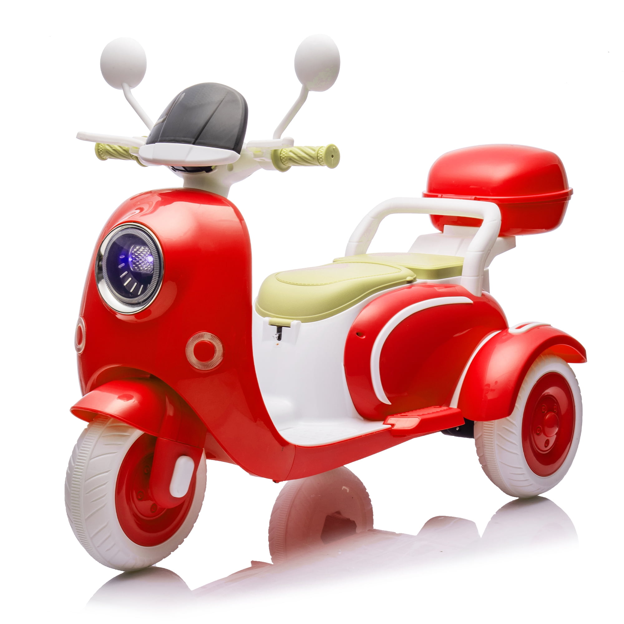 Xuanlur Upgrade 12V 2 Seater Dual Motor Kids Motorcycle, Girls Ride on Toys with Storage Compartments, Slow Start, USB, Bluetooth, Motorcycle for Kids Aged 3+(Red)