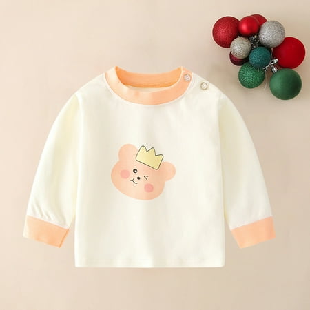 

Geire Toddlers Children Fall Wear Shirts Cute Printed Long-sleeved Crewneck Side Button Loose Fit Casual Blouses Tops for Children Boys & Girls