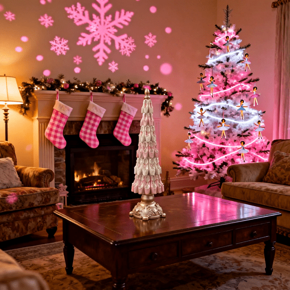 Christmas Resin Tree Ornament, Pink Ballerina Shoe Tree, Glittered Ballet Decoration, Holiday Tree Decor for Living Room, Gift Present