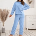 thumbnail image 2 of POIUYTR 2 Pack Women's Sherpa Fleece Winter Pajama Set Soft Long Sleeve Crewneck Pullover Tops and Pants Plush Warm Sleepwear Loungewear Pjs Sets, 2 of 5