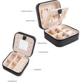 thumbnail image 4 of Jewelry Travel Case with Mirror, Small Travel Jewelry Organizer, Portable Jewelry Box Travel Mini Storage Organizer Portable Display Storage Box For Rings Earrings Necklaces Gifts (Black), 4 of 7