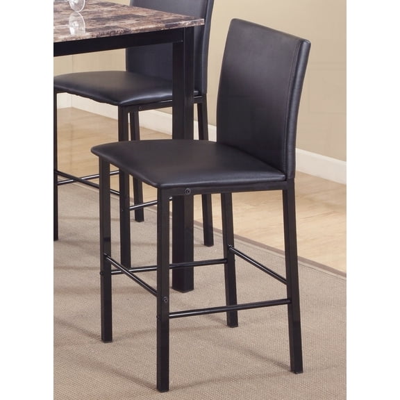Set of 4 Modern Minimalist Metal Dining Chairs - Black Frame & Brown Leather