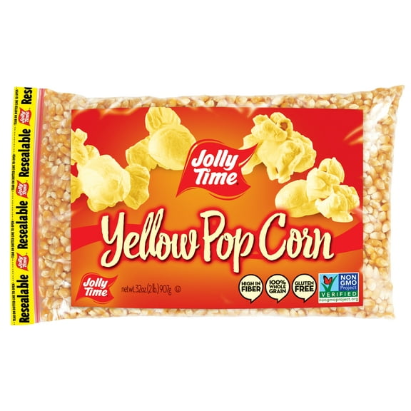 JOLLY TIME 2LB Yellow Popcorn Kernels Poly Bag 100% Whole Grain Gluten-Free
