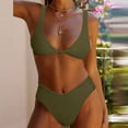thumbnail image 5 of Penkiiy Women's Sexy Thong Bottom Two Piece Bikini Double Shoulder Straps Cute Swimsuit Triangle Bathing L Army Green, 5 of 9