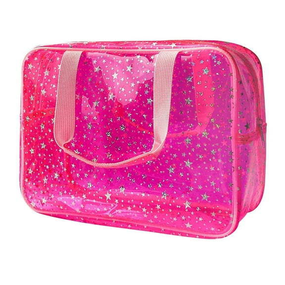 Beauty Large Travel Case - Makeup Organizer with Handle, Transparent Zipper Cosmetic Bag, Spacious Travel Case, Toiletry Bag, Holiday Gift, Christmas, Thanksgiving, gifts for people with cancer