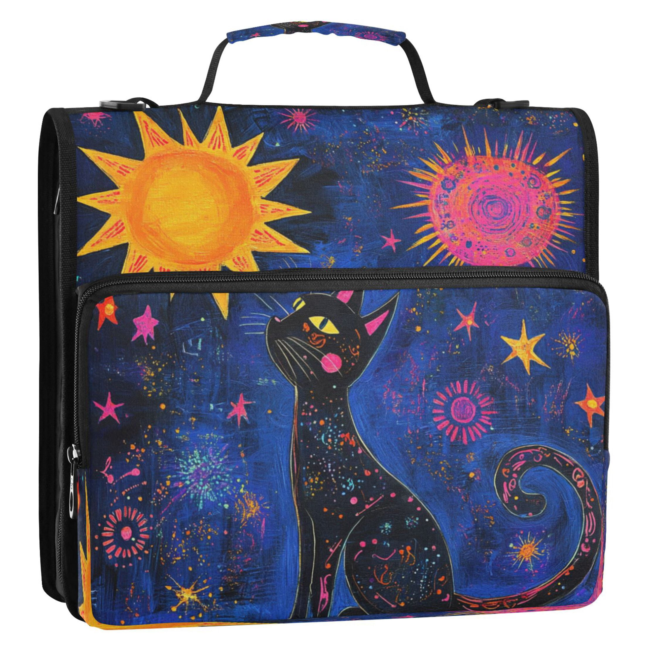 YAZAOO Zipper Binder trapper keeper Documents Organized Design Celestial Dreams Printed