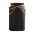 thumbnail image 2 of Black Ceramic Flower Vase, Jute Twine Bow Accent Modern Farmhouse DecorforLiving Room, Decorative VaseforCoffee Table Decor, Living Room Shelf Decor, Single Black Vasefor, 2 of 3