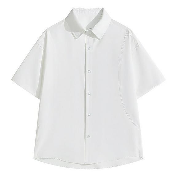 Men's Shirt Short Sleeve, Mens Short Sleeve Dress Shirts Stretch Loose Casual Button Down Shirts Solid Regular Fit Formal Shirt Summer Beach
