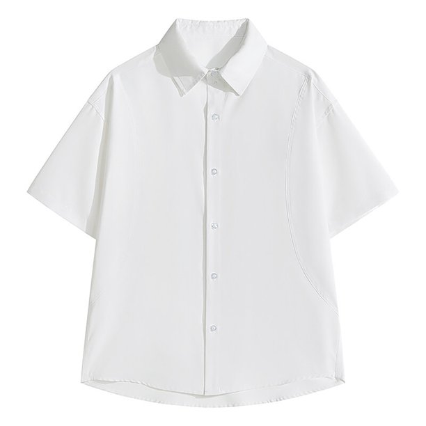 pstuiky camisetas para hombre, Camisa de manga larga vintage informal de color liso con solapa y botones para hombre ropa de hombre xxl