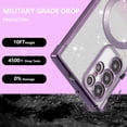 thumbnail image 4 of Magnetic Case for Samsung Galaxy S22 Ultra 5G with Gradient Glitter,[Compatible with MagSafe]Luxury Plating Cute Clear Bling Sparke Case for Women Girls,Shockproof TPU Protective Cover-Purple, 4 of 7