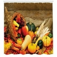 thumbnail image 3 of Ambesonne Harvest Shower Curtain, Food Scattered on Table, 69"Wx70"L, Vermilion Brown Green, 3 of 3