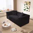 thumbnail image 2 of 3-in-1 Convertible Sofa Bed, 79.5" Modern Deep Seat Couch with 2 Pillows, 3-Seater Sofa, Sparkling Chenille Fabric Sofa,Chaise Lounge for Living Room, Studio,Office,Black, 2 of 5