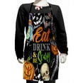 thumbnail image 1 of Halloween Kids Apron, Eat Drink and Be Scary Colorful Sketchy Witch Skull Pumpkins Bats, Boys Girls Apron Bib with Adjustable Ties for Cooking Baking Painting, Charcoal Grey Multicolor, by Ambesonne, 1 of 2