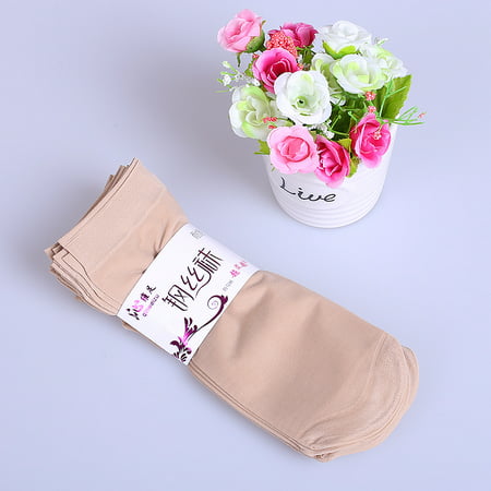 10 Pair Women Girl Casual Solid Color Short Silk Stockings for Christmas/New Year Gift Skin Color