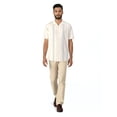 thumbnail image 3 of Havanera Men's and Big Men's Embroidered Panels Short Sleeve Linen Cotton Button-Down Shirt, Sizes S-5XL, 3 of 8