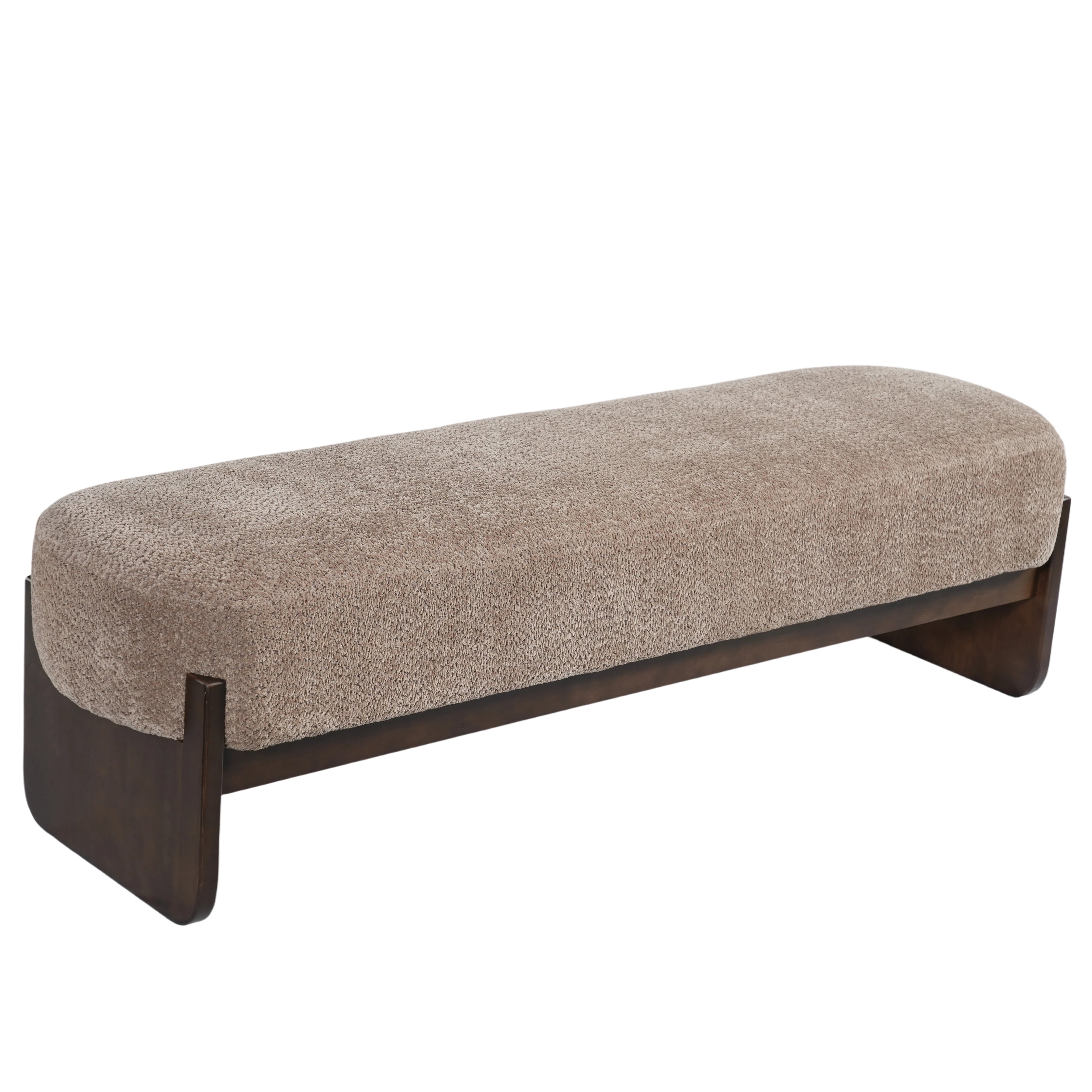 Euroco 64" Rectangular Loop Yarn Fabric Ottoman Bench,Entryway Bench, End of Bed Bench for Living Room, Bedroom,Brown