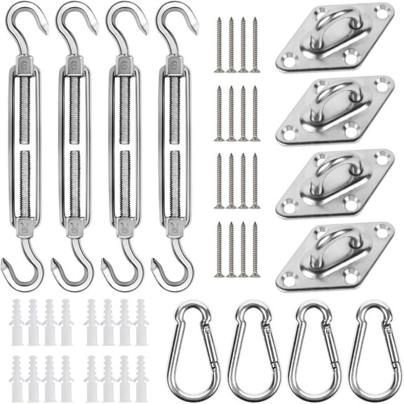 Strong 304 Stainless Steel Shade Sail Hardware Kit, S Hook M6 Fastener Set, for Awning Sunshade, with for Indoor and Outdoor Swing Chair Suspension, Hammock Suspension D