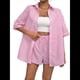 thumbnail image 1 of Pijama de 2 Piezas para Mujer, con Botones A Rayas, Corta, Solapa y Pantalón Corto. Rosa XXL, 1 of 10