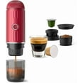 thumbnail image 1 of Portable Electric Espresso Machine, Travel Coffee Maker for Camping, On the Go Car Coffee Maker Self-Heating with USB-C, With Ground Coffee & N Espresso Capsule for RV/Hiking/Office, Red, 1 of 5