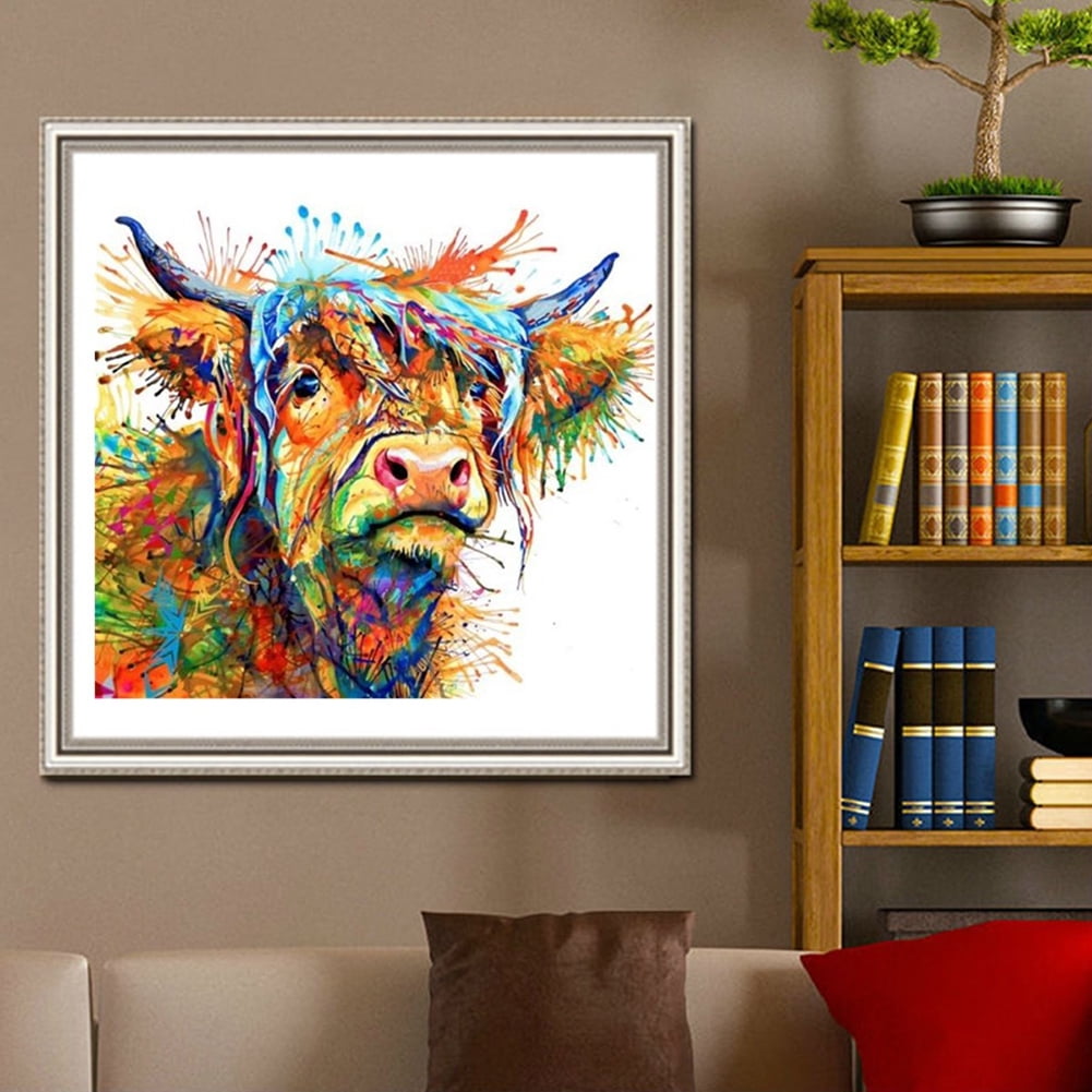 Opolski Colorful Cow Decorative Canvas Painting Wall Art Living Room ...