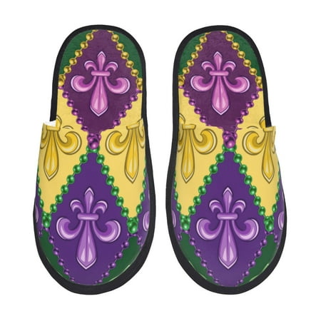 

Tideii Mardi Gras4 for Home Indoor Cotton Slippers Autumn and Winter EVA Plush Slippers Household Supplies Unisex-Large