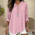 thumbnail image 2 of Tops de punto para mujer,Camisa informal de manga larga con cuello en V para mujer, blusa de poliéster, tela suave y cómoda, ideal para el hogar y la oficina, sopatenor, 2 of 7