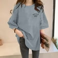 thumbnail image 2 of Women's Casual Loose Solid Color T Shirt With Crew Neck And Sleeved Drop, 2 of 2