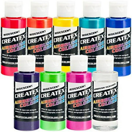 Iridescent 8 Createx Airbrush Paint Colors Set 2 Oz (Best Airbrush Paint For Canvas)