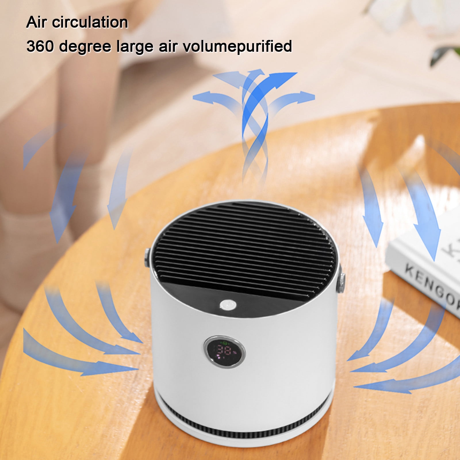 BCZHQQ Portable USB Air Purifier for Home & Bedroom - 5.6x5.6x5.1 - White - 3W - 3000mAh - Silent Operation - 3 Fan Modes - Includes Filter & Cord