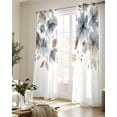 thumbnail image 5 of Blue Brown Spring Floral Sheer Curtains 63 Inch Length 2 Panels Set for Living Room/Bedroom, Watercolor Summer Botanical Kitchen Curtains Grommet Semi-Sheer Curtains Window Treatments 42"x63"x2, 5 of 7