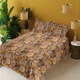 thumbnail image 2 of Ambesonne Fall Fitted & Flat Sheet with Sham 3 Pcs Set, Autumnal Botanical Pattern, Twin XL, Fawn Mustard and Vermilion, 2 of 5