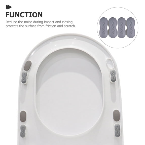 OFFIGAM 4-Pack Grey Toilet Seat Bumpers, Noise-Reducing Rubber Pads for Quiet Bathroom Use and Seat
