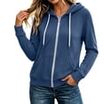 thumbnail image 2 of Guluxicc Womens Hooded Jacket with Pockets Full Zip Drawstring Long Sleeve Solid Jackets for Everyday Fall Winter, 2 of 7