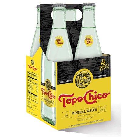 ( 4 Pack ) Topo Chico Sparkling Mineral Water Glass Bottles, 12 Fl Oz