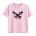 thumbnail image 4 of Pink Butterfly American Flag Kids 4th of July Outfit 2 Piece T Shirt Shorts Set for Kids Boys Girls Patriotic Summer Clothes,Size 9 T, 4 of 9