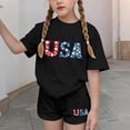 thumbnail image 3 of BFHHYA Girls 2-Piece Outfit Floral & Letter Print Short Sleeve Top Elastic Waist Shorts Set Casual Summer Set for Tween 3-15 Y, 3 of 5