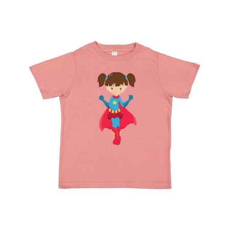 

Inktastic Superhero Girl Cute Girl Brown Hair Red Cape Gift Toddler Toddler Girl T-Shirt