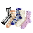 thumbnail image 1 of 5 uds calcetines transparentes Vintage, calcetines tobilleros de flores transparentes de verano, calcetines de seda de vidrio Jacquard elásticos de encaje de malla fina, 1 of 5