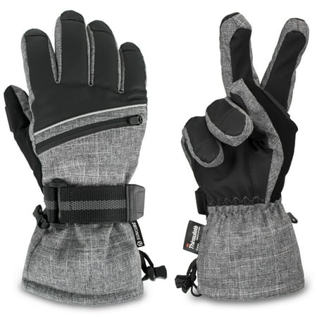 SUN CUBE Ski Gloves Men Women | Waterproof Breathable Snow Gloves | Windproof Winter Outdoor Snowboard Snowmobile Hiking | Warm Thermal Insulation 3M Thinsulate Zipper Pocket (Heather Gray  Medium) price history on PriceWatchPro