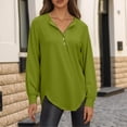 thumbnail image 2 of Ediodpoh Womens Casual Crewneck Button Down Long Sleeve Pullover Womens Sweatshirts Top Soft Comfortable Knit Blouse for Everyday Wear Green S, 2 of 9