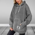 thumbnail image 2 of Trendy Fleece Hoodie for Women with Pocket Fuzzy Casual Warm Oversize Pullover Sweater Top Hooded Sweatshirts Loose (Medium, Gray), 2 of 6