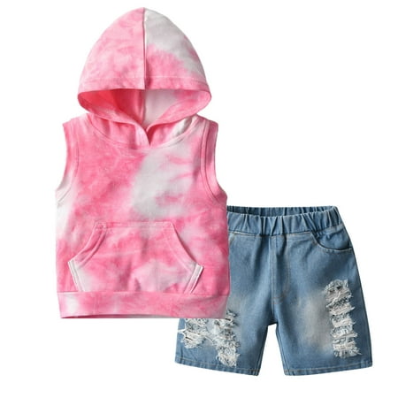 

DNDKILG Infant Baby Toddler Children Girl Pullover Tank Top and Shorts Set Short Sleeve Summer Clothing Set Outfits Red 6M-4Y