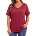 thumbnail image 2 of WellSize Plus Size Womens T Shirts V Neck Tunic Tops for Women Summer Short Sleeve Shirts Basic Tops, 2 of 8