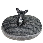 Angle View: Bessie and Barnie Signature Siberian Grey / Arctic Seal Luxury Shag Extra Plush Faux Fur Bagel Pet/ Dog Bed