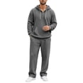 thumbnail image 3 of LYEAA Fall Outfits for Men 2 Piece Lounge Wear Set Long Sleeve Hoodie and Pant Casual Two Piece Set with Pockets, 3 of 8